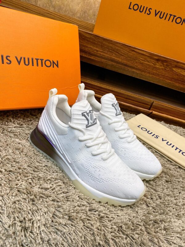 White Knit Gradient Purple Running Sneakers