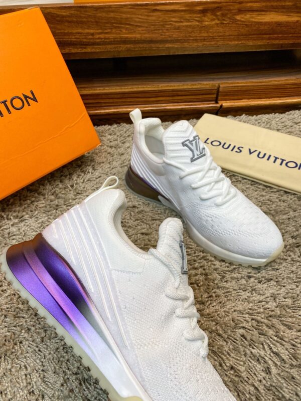 White Knit Gradient Purple Running Sneakers