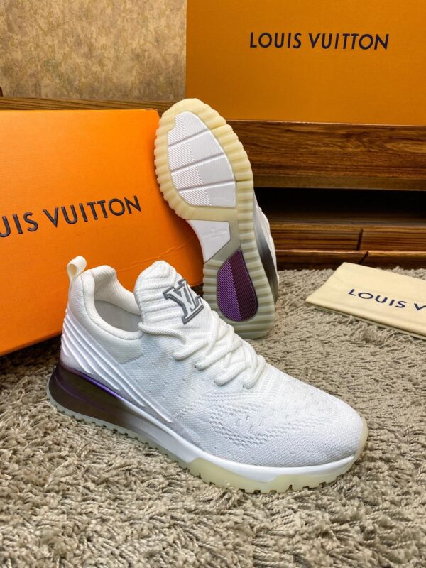 White Knit Gradient Purple Running Sneakers