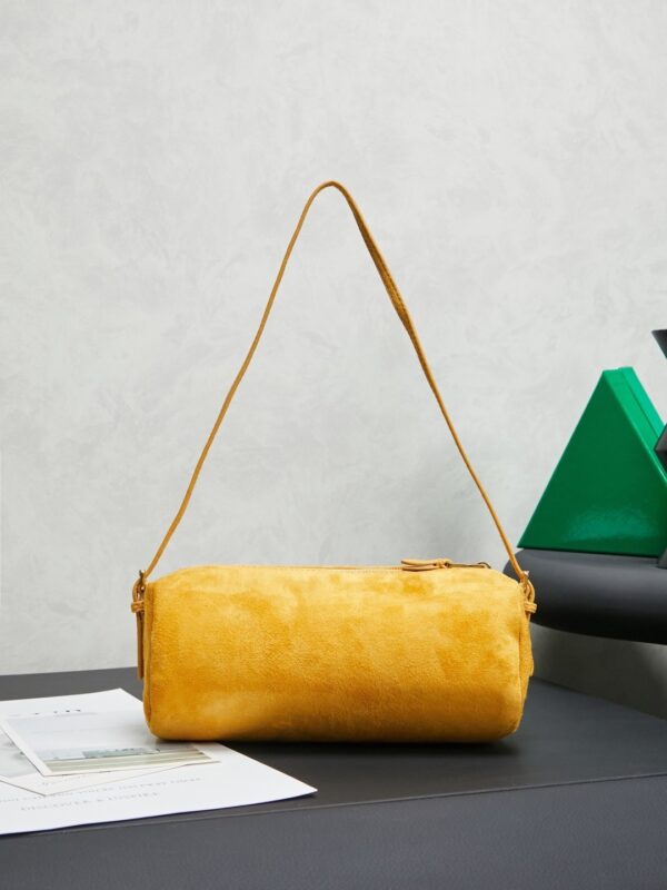 Yellow Leather Cylindrical Underarm Shoulder Bag