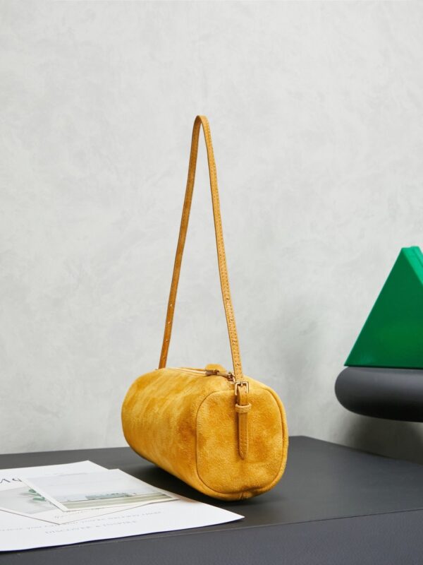 Yellow Leather Cylindrical Underarm Shoulder Bag