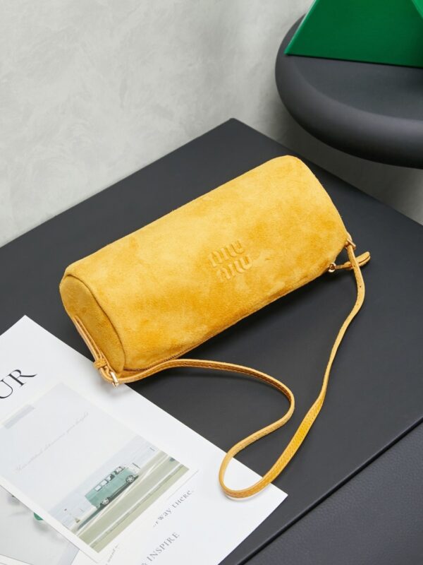 Yellow Leather Cylindrical Underarm Shoulder Bag