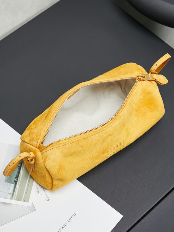 Yellow Leather Cylindrical Underarm Shoulder Bag
