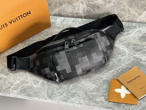 sy_no_0901805BE7DA8AB7D139BCAD5353D19D_3 Rush Belt Bag – Black Pixelated Damier