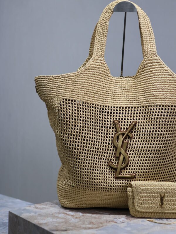 sy_no_091719A1295523325D0D0FBC851E42EF_1 YSL Icare Woven Shopping Tote