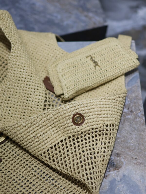 sy_no_091719A1295523325D0D0FBC851E42EF_4 YSL Icare Woven Shopping Tote