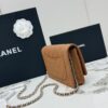 Brown Quilted Textured Calfskin WOC Chain Wallet