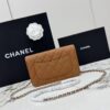 Brown Quilted Textured Calfskin WOC Chain Wallet