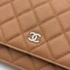 Brown Quilted Textured Calfskin WOC Chain Wallet