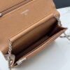 Brown Quilted Textured Calfskin WOC Chain Wallet