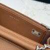 Brown Quilted Textured Calfskin WOC Chain Wallet