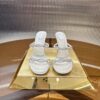 White Crystal Double-Strap Twisted High-Heel Mules