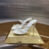 White Crystal Double-Strap Twisted High-Heel Mules