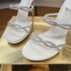 White Crystal Double-Strap Twisted High-Heel Mules