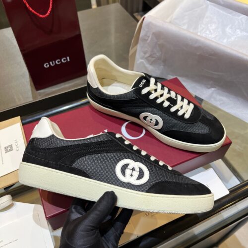 sy_no_0A7FCA5773EC78F0F46A5FE4A3A6D164_0 Gucci B Sneaker Black Fabric & Suede – Black / Ivory