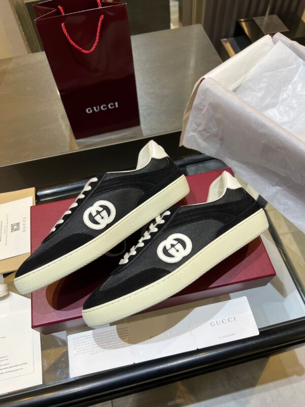 sy_no_0A7FCA5773EC78F0F46A5FE4A3A6D164_6 Gucci B Sneaker Black Fabric & Suede – Black / Ivory