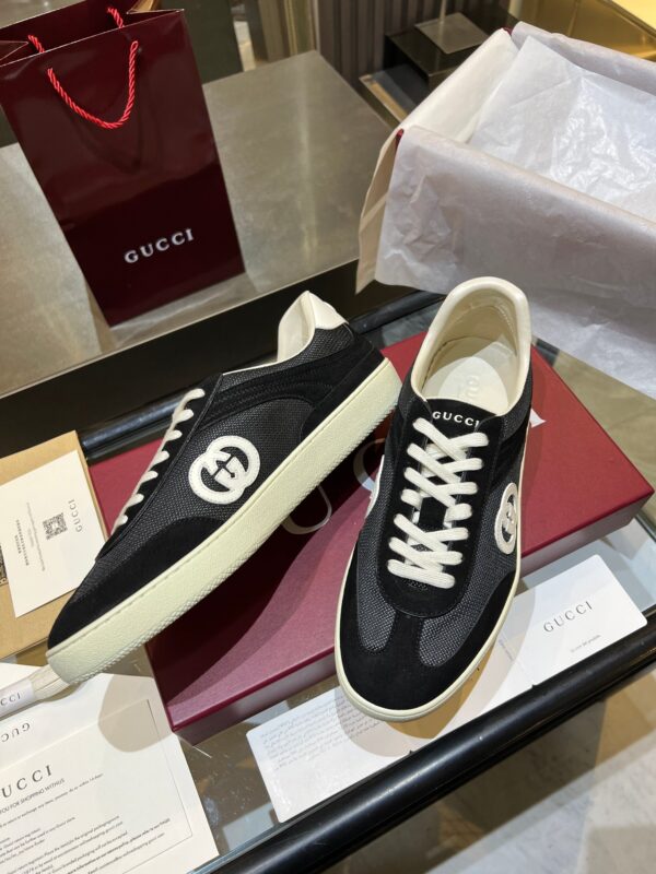 sy_no_0A7FCA5773EC78F0F46A5FE4A3A6D164_7 Gucci B Sneaker Black Fabric & Suede – Black / Ivory