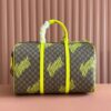sy_no_0A8652798C9E0FB841FF1C7BDD52C7EA_1 Gucci GG Monogram Fluorescent Yellow Print Boston Bag / Travel Bag – Green Trim