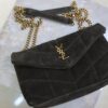 YSL Loulou Mini Double-Chain Bag – Dark Green Suede