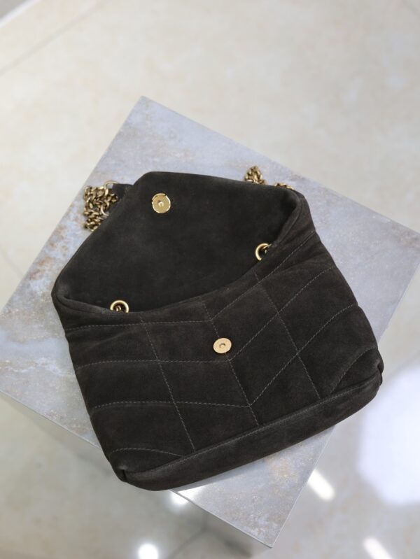 YSL Loulou Mini Double-Chain Bag – Dark Green Suede