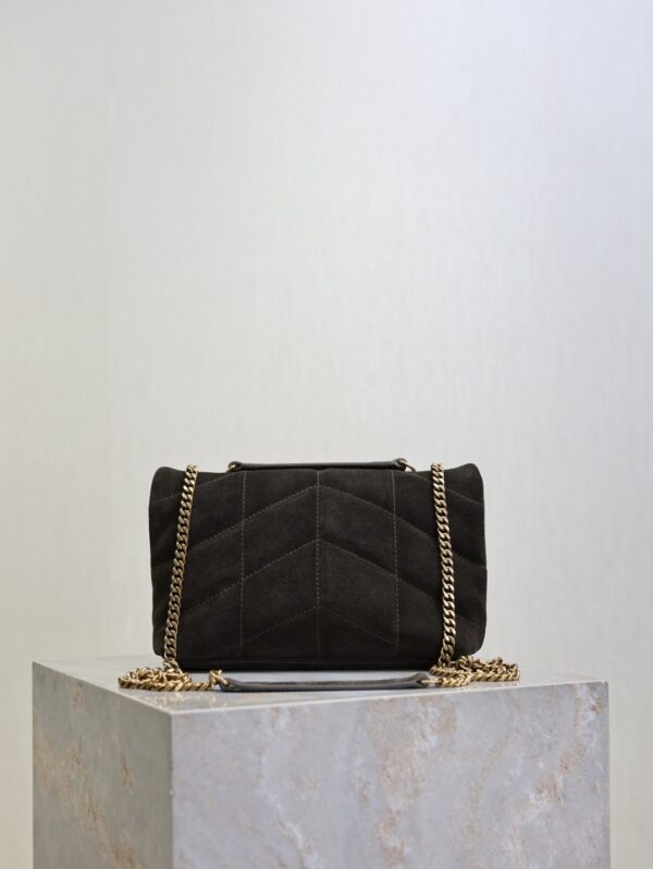 YSL Loulou Mini Double-Chain Bag – Dark Green Suede
