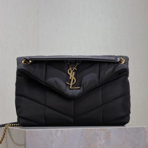 sy_no_0ADCB2D57818E0155CD6623D33C20682_0 YSL Loulou Nylon & Leather Shoulder Bag – Black