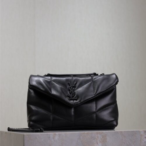 Loulou Mini Double-Chain Bag – Black Lambskin