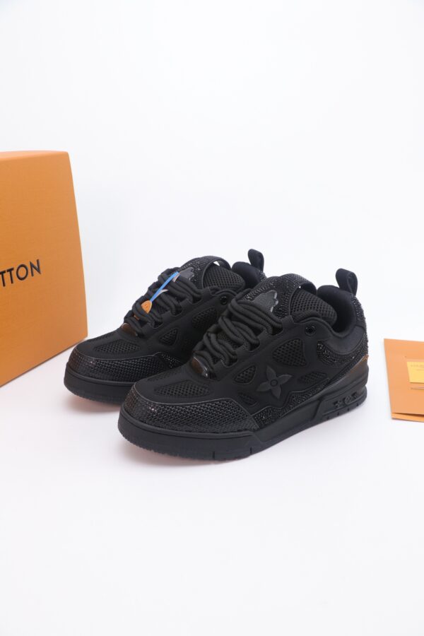 Black Crystal-Embellished Retro Skate Sneakers