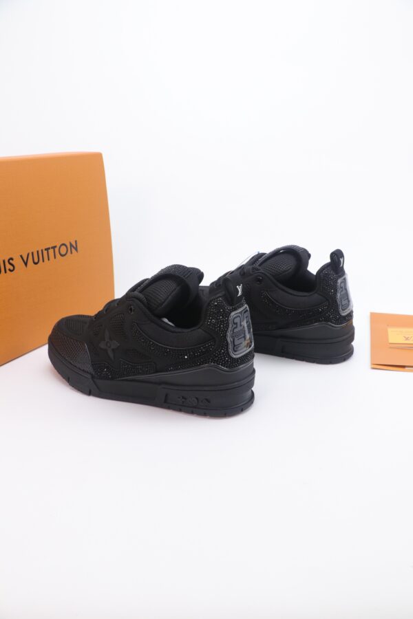 Black Crystal-Embellished Retro Skate Sneakers