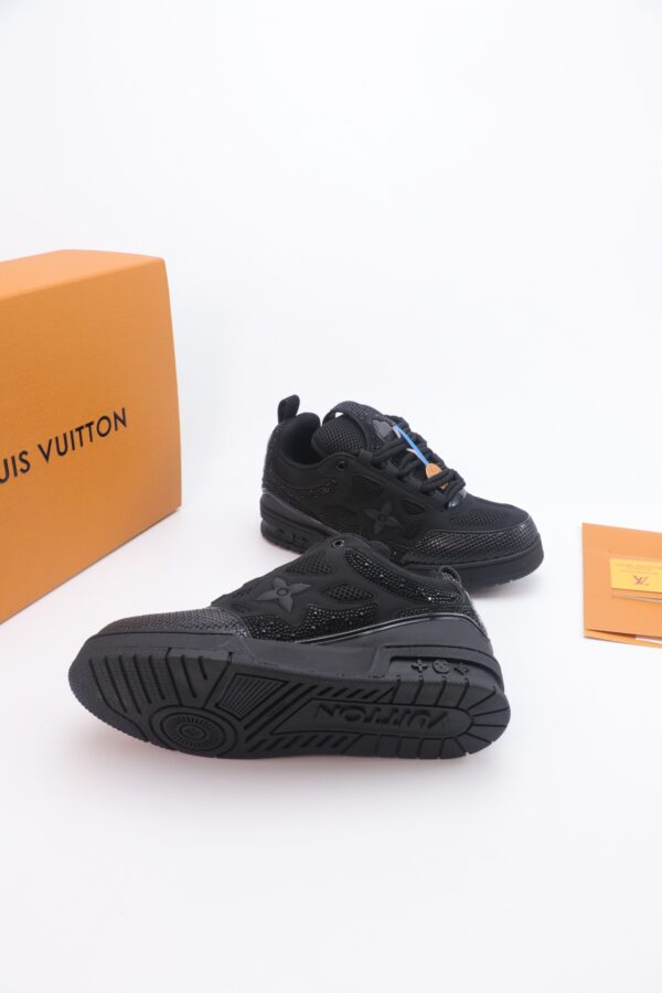 Black Crystal-Embellished Retro Skate Sneakers