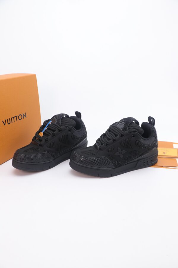 Black Crystal-Embellished Retro Skate Sneakers
