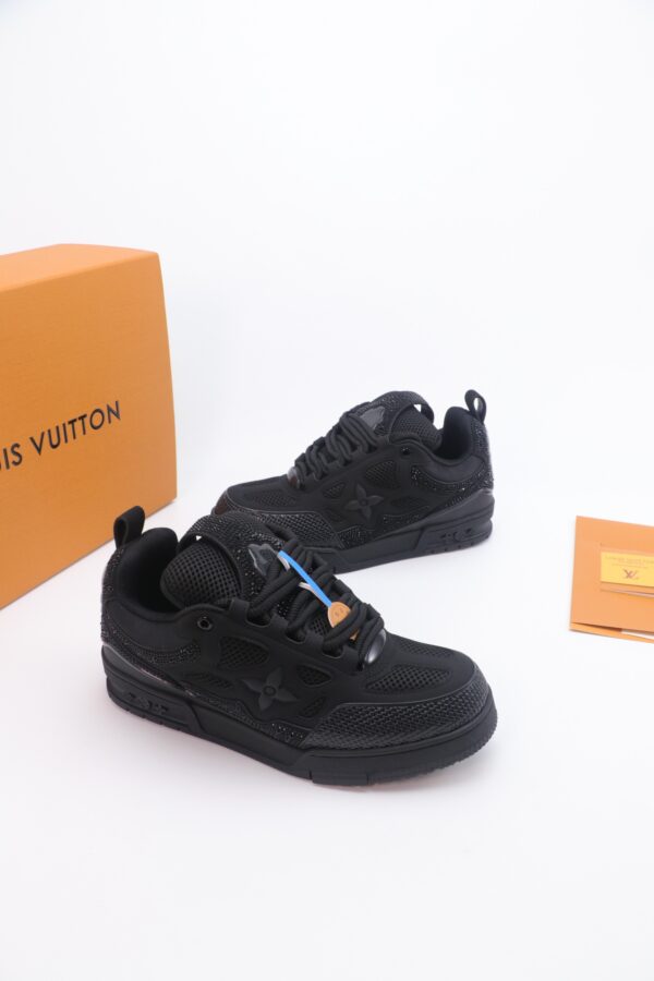 Black Crystal-Embellished Retro Skate Sneakers