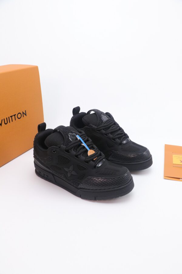 Black Crystal-Embellished Retro Skate Sneakers