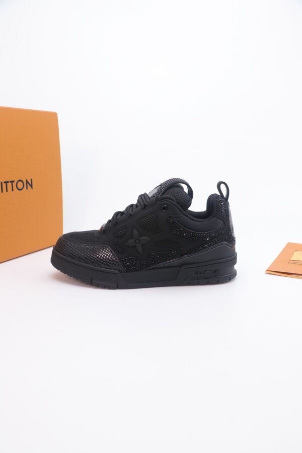 Black Crystal-Embellished Retro Skate Sneakers