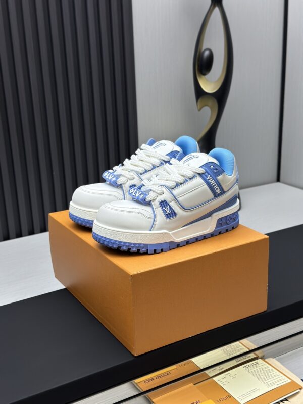 Louis Vuitton LV Trainer Maxi White & Light Blue Chunky Retro Sneakers
