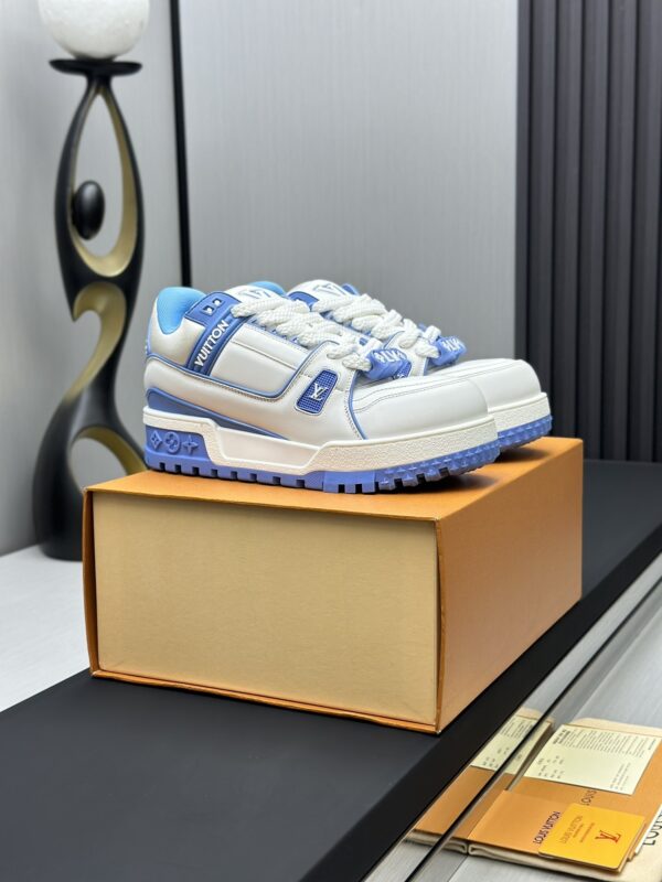 Louis Vuitton LV Trainer Maxi White & Light Blue Chunky Retro Sneakers
