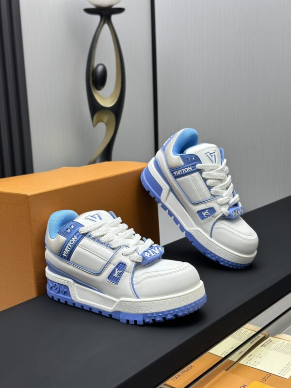 Louis Vuitton LV Trainer Maxi White & Light Blue Chunky Retro Sneakers