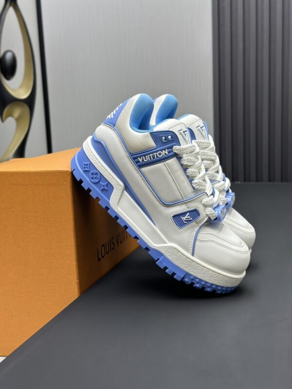 Louis Vuitton LV Trainer Maxi White & Light Blue Chunky Retro Sneakers