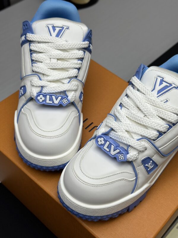 Louis Vuitton LV Trainer Maxi White & Light Blue Chunky Retro Sneakers