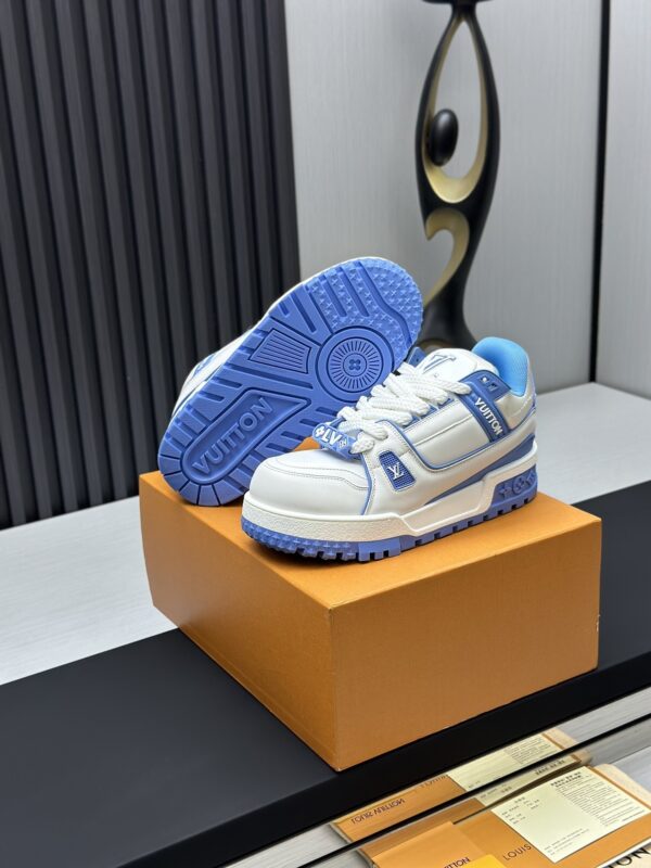 Louis Vuitton LV Trainer Maxi White & Light Blue Chunky Retro Sneakers