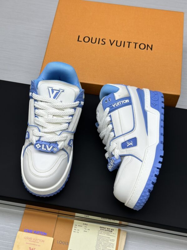 Louis Vuitton LV Trainer Maxi White & Light Blue Chunky Retro Sneakers