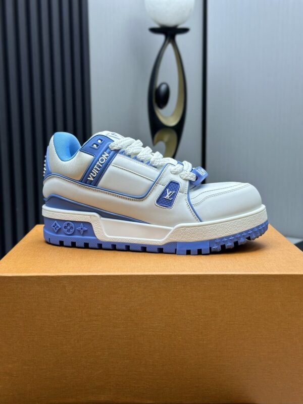 Louis Vuitton LV Trainer Maxi White & Light Blue Chunky Retro Sneakers