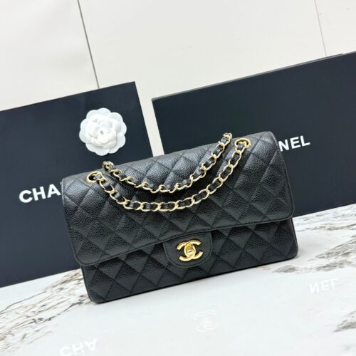 Chanel Classic Flap CF – Quilted Grained Calfskin Leather with Gold Hardware