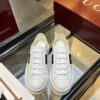 Gucci Re-Web Leather Sneaker in White with Gold Bee Embroidery & Green/Red Web