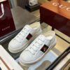 Gucci Re-Web Leather Sneaker in White with Gold Bee Embroidery & Green/Red Web