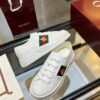 Gucci Re-Web Leather Sneaker in White with Gold Bee Embroidery & Green/Red Web