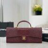 Burgundy Lizard-Embossed East-West Top-Handle Bag
