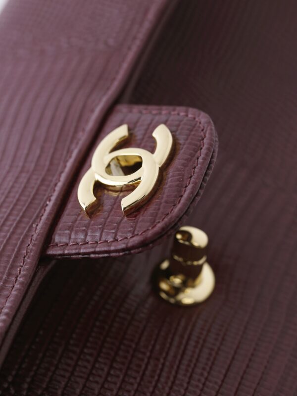 Burgundy Lizard-Embossed East-West Top-Handle Bag