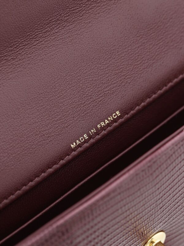 Burgundy Lizard-Embossed East-West Top-Handle Bag