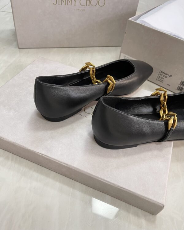 sy_no_0DD83E1E97A21AC51CA1B9CA7C70A1B3_7 Jimmy Choo Square-Toe Chain Ballet Flats in Black